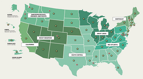 map of National Wildlife Federation regions