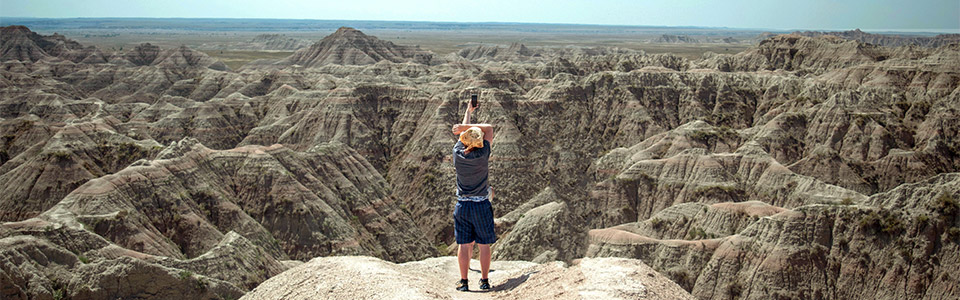 person at Badlands National Park