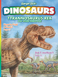 Cover of Ranger Rick Dinosaurs magazine featuring T Rex