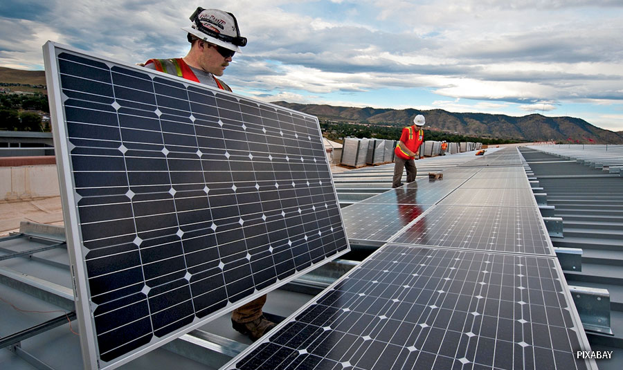 A photo of a solar panel installation