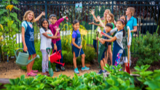 kids and adults with Certified Wildlife Habitat garden