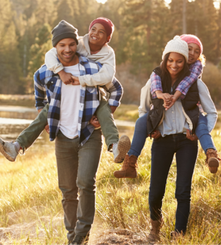 black family in a field